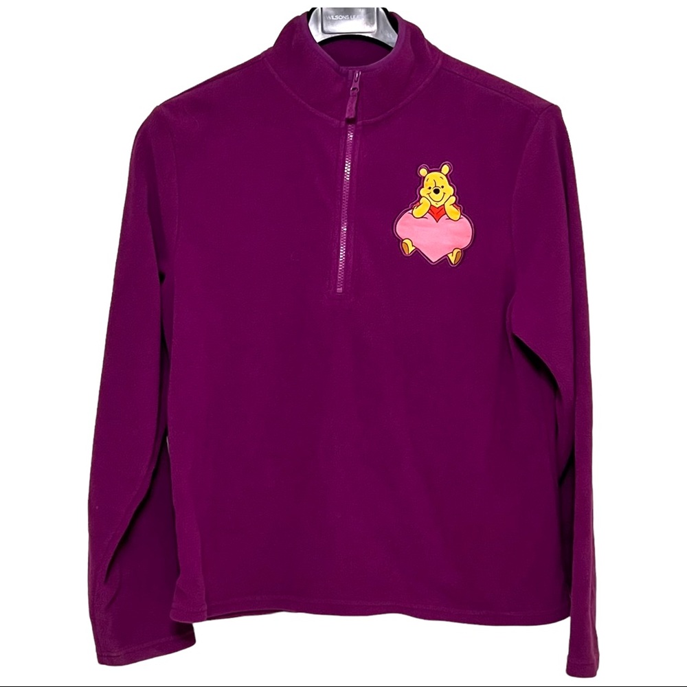 Winnie The Pooh The Disney Store Women Purple Fleece Long Sleeve Pullover Size L